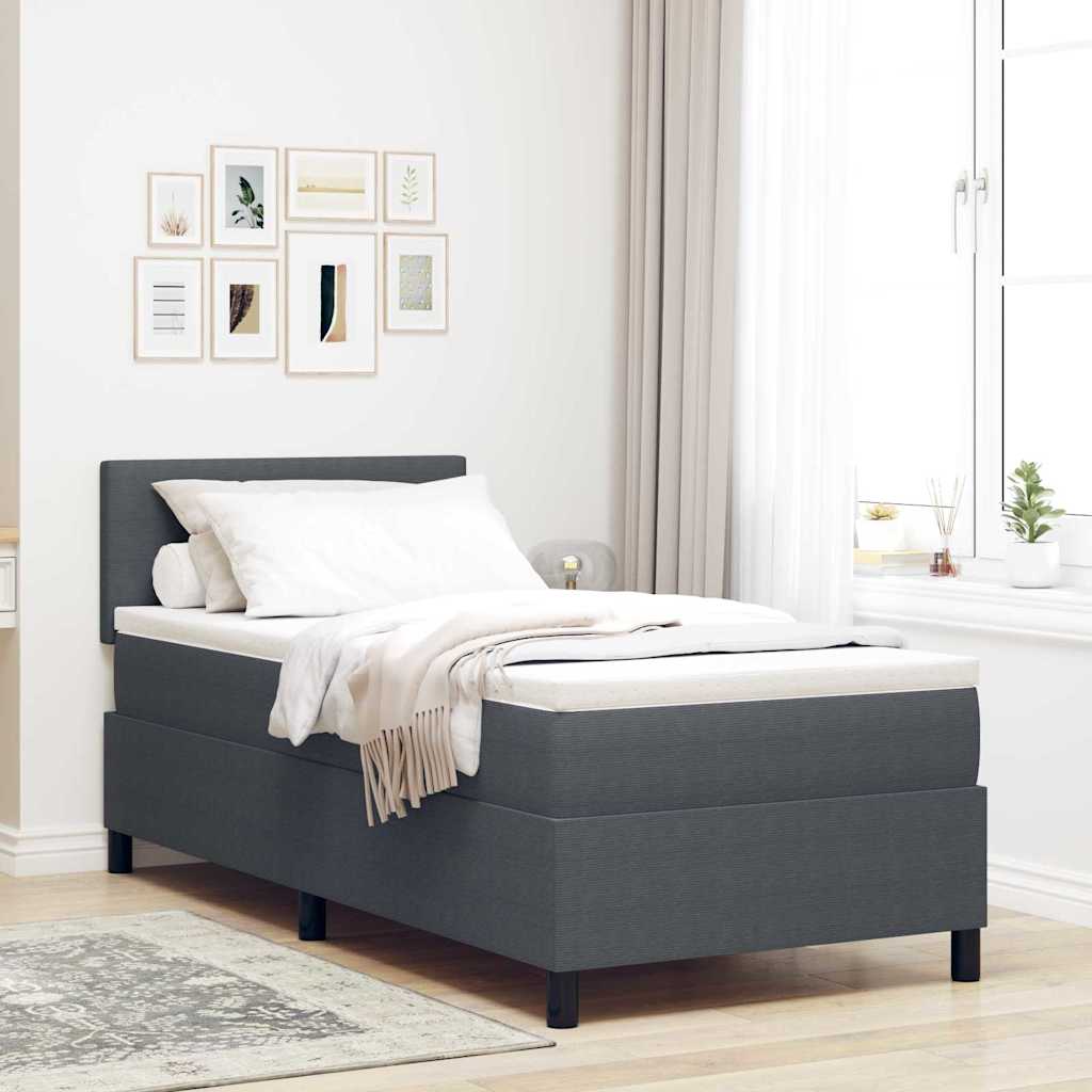 Boxspringbed Donkergrijs en Wit 90 x 190 cm Katoen Stof