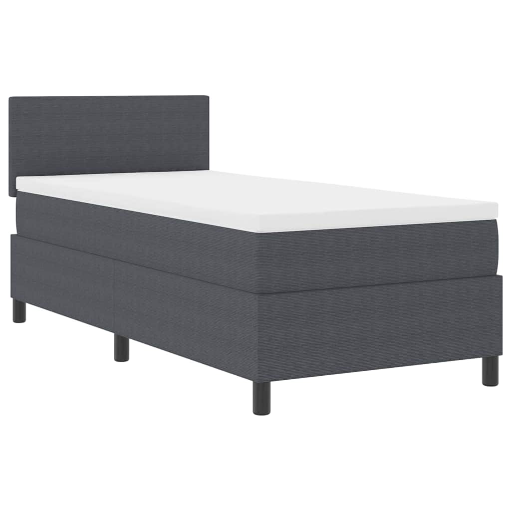 Boxspringbed Donkergrijs en Wit 90 x 190 cm Katoen Stof – afbeelding 2