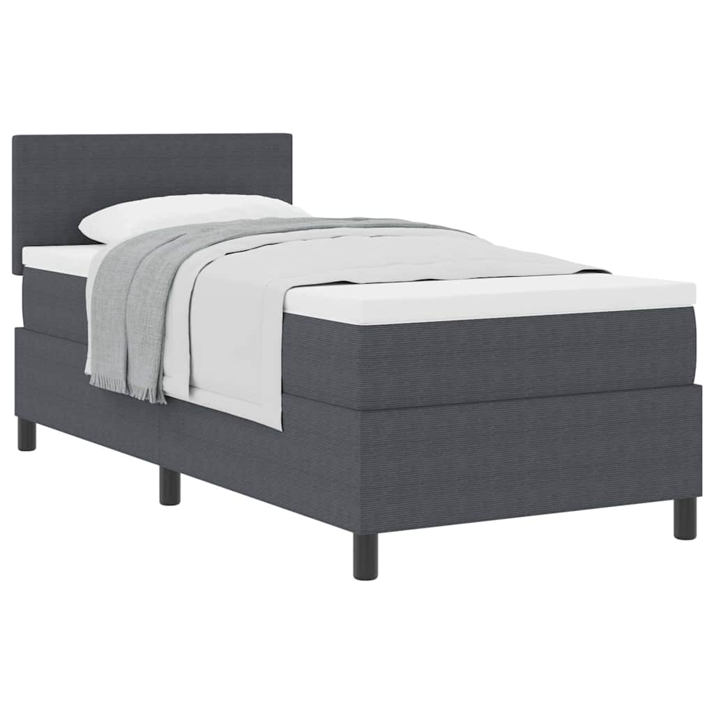 Boxspringbed Donkergrijs en Wit 90 x 190 cm Katoen Stof – afbeelding 3