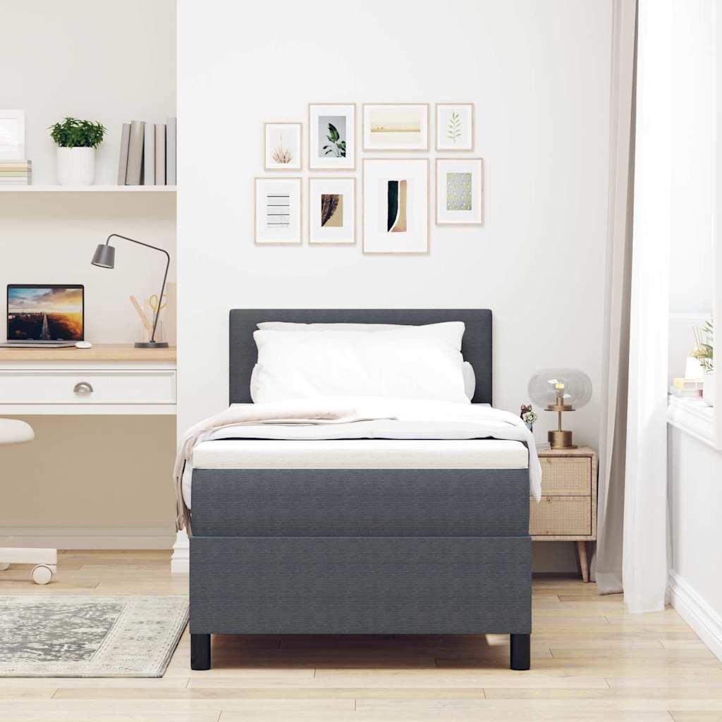 Boxspringbed Donkergrijs en Wit 90 x 190 cm Katoen Stof – afbeelding 4