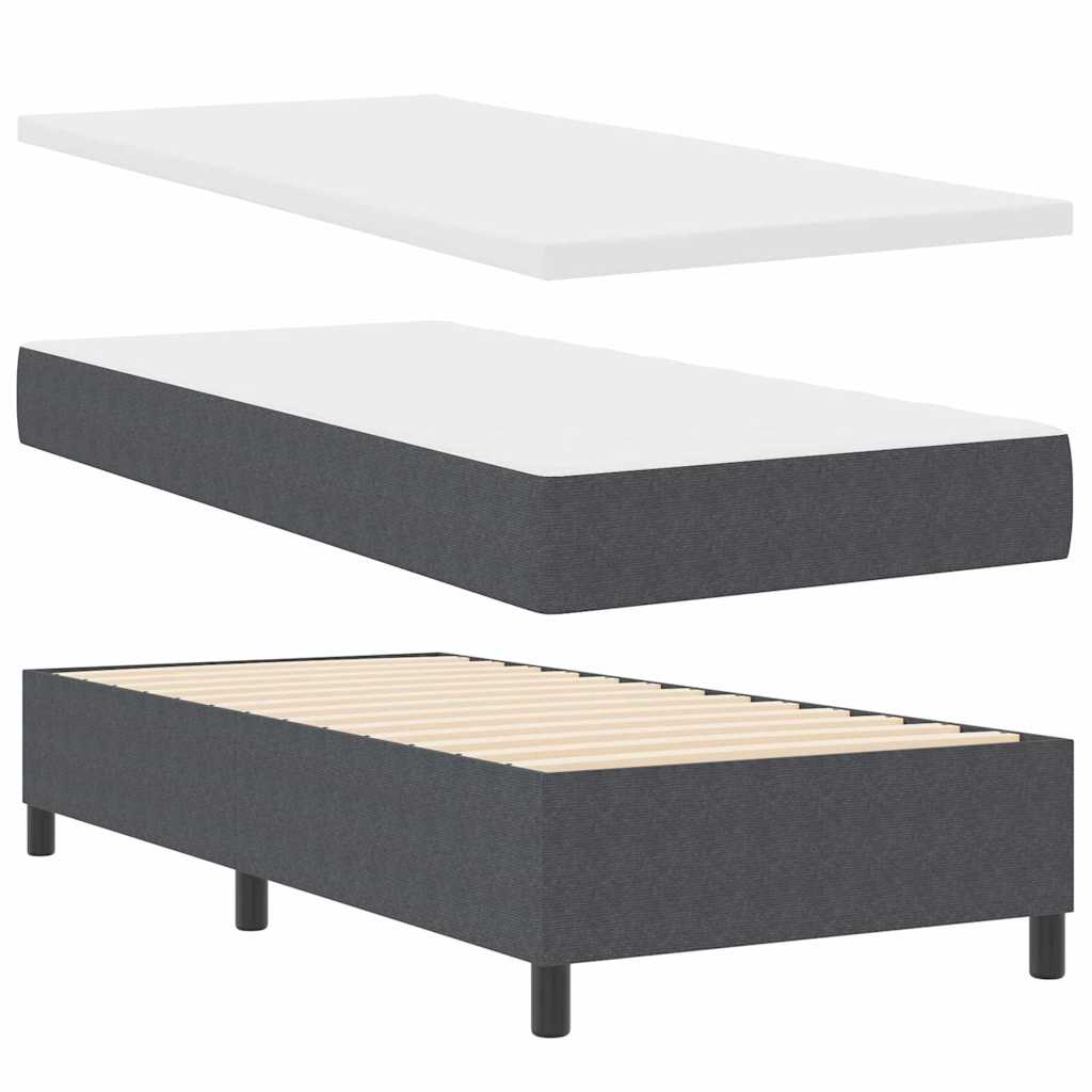 Boxspringbed Donkergrijs en Wit 90 x 190 cm Katoen Stof – afbeelding 5