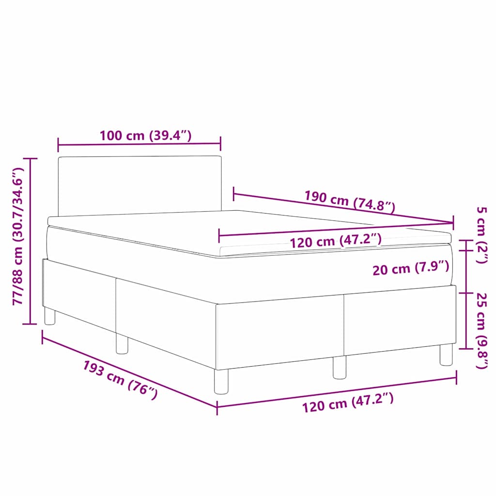 Boxspringbed Crème en Wit 120 x 190 cm Katoen Stof – afbeelding 12
