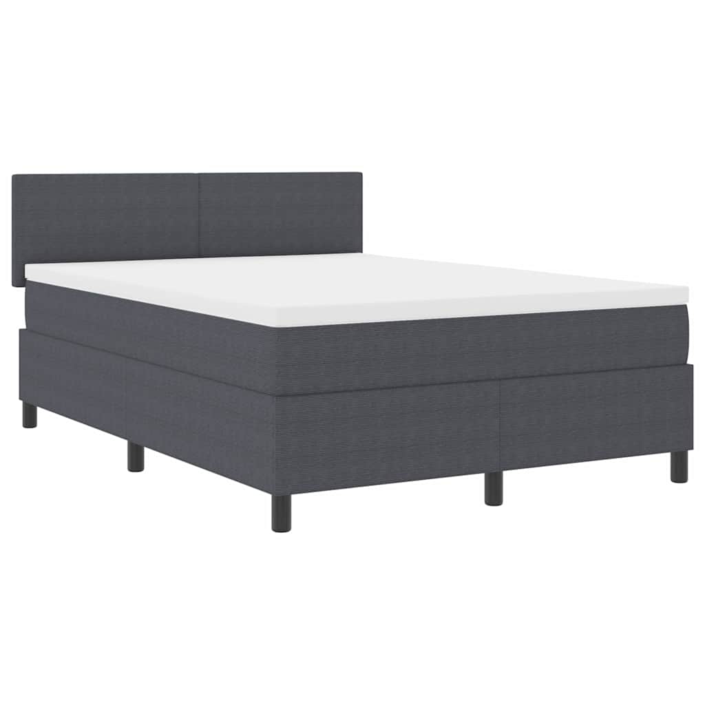 Boxspringbed Donkergrijs en Wit 140 x 200 cm Katoen Stof – afbeelding 2