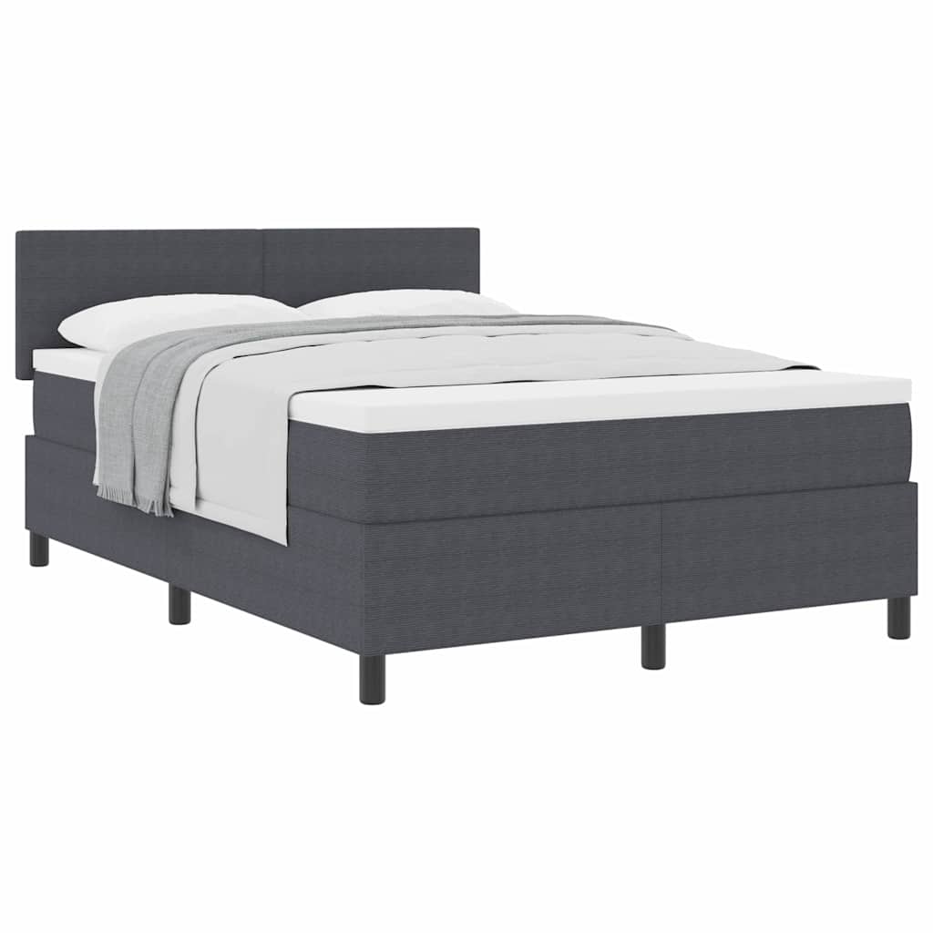 Boxspringbed Donkergrijs en Wit 140 x 200 cm Katoen Stof – afbeelding 3