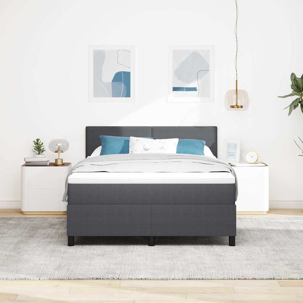 Boxspringbed Donkergrijs en Wit 140 x 200 cm Katoen Stof – afbeelding 4