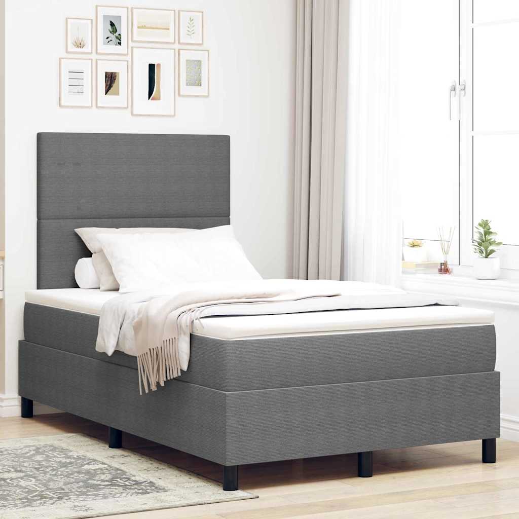 Boxspringbed Lichtgrijs en wit. 120 x 190 cm Katoen Stof – afbeelding 1