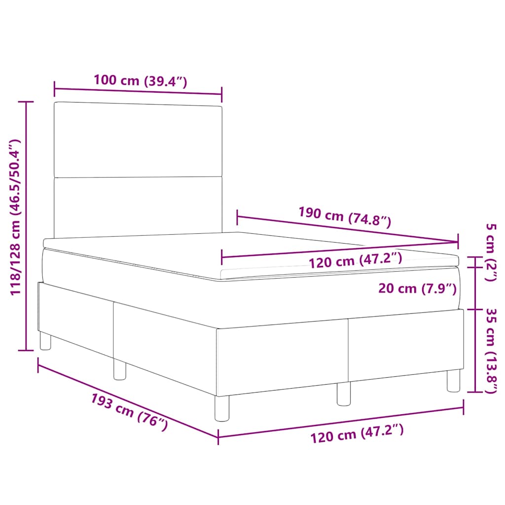 Boxspringbed Crème en Wit 120 x 190 cm Katoen Stof – afbeelding 12