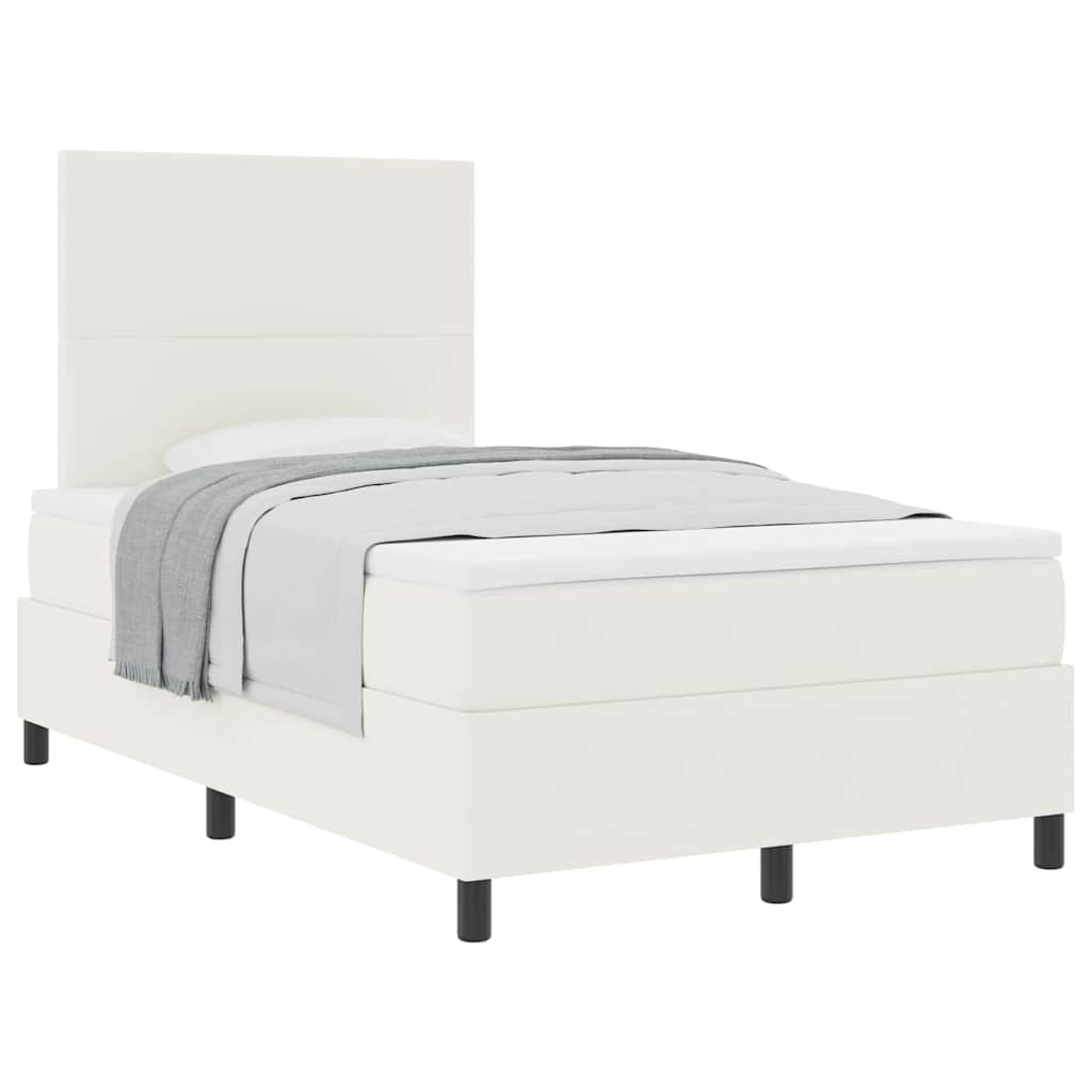 Boxspringbed Crème en Wit 120 x 190 cm Katoen Stof – afbeelding 3