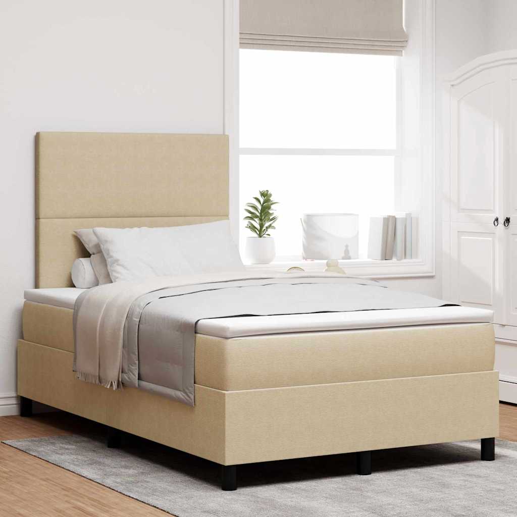Boxspringbed Lichtgrijs en wit. 120 x 190 cm Katoen Stof – afbeelding 1