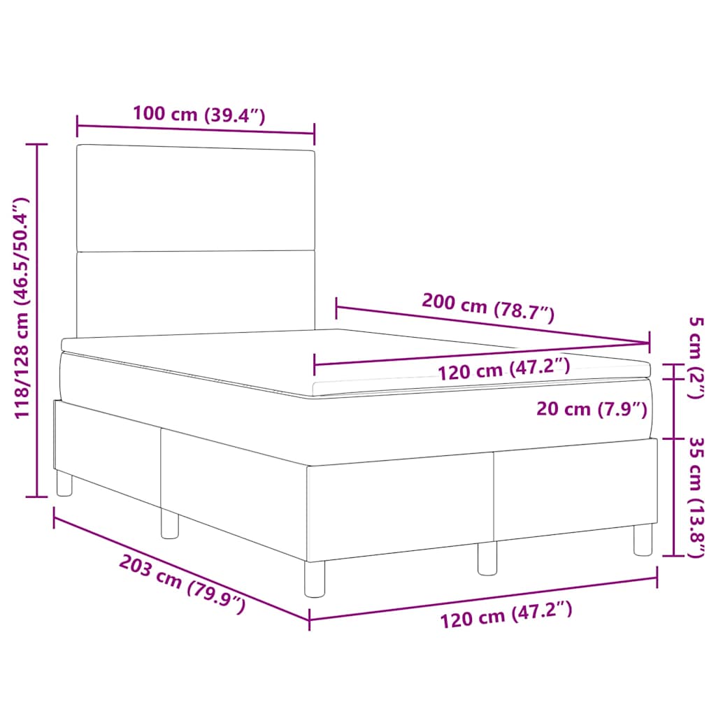 Boxspringbed Crème en Wit 120 x 200 cm Katoen Stof – afbeelding 12