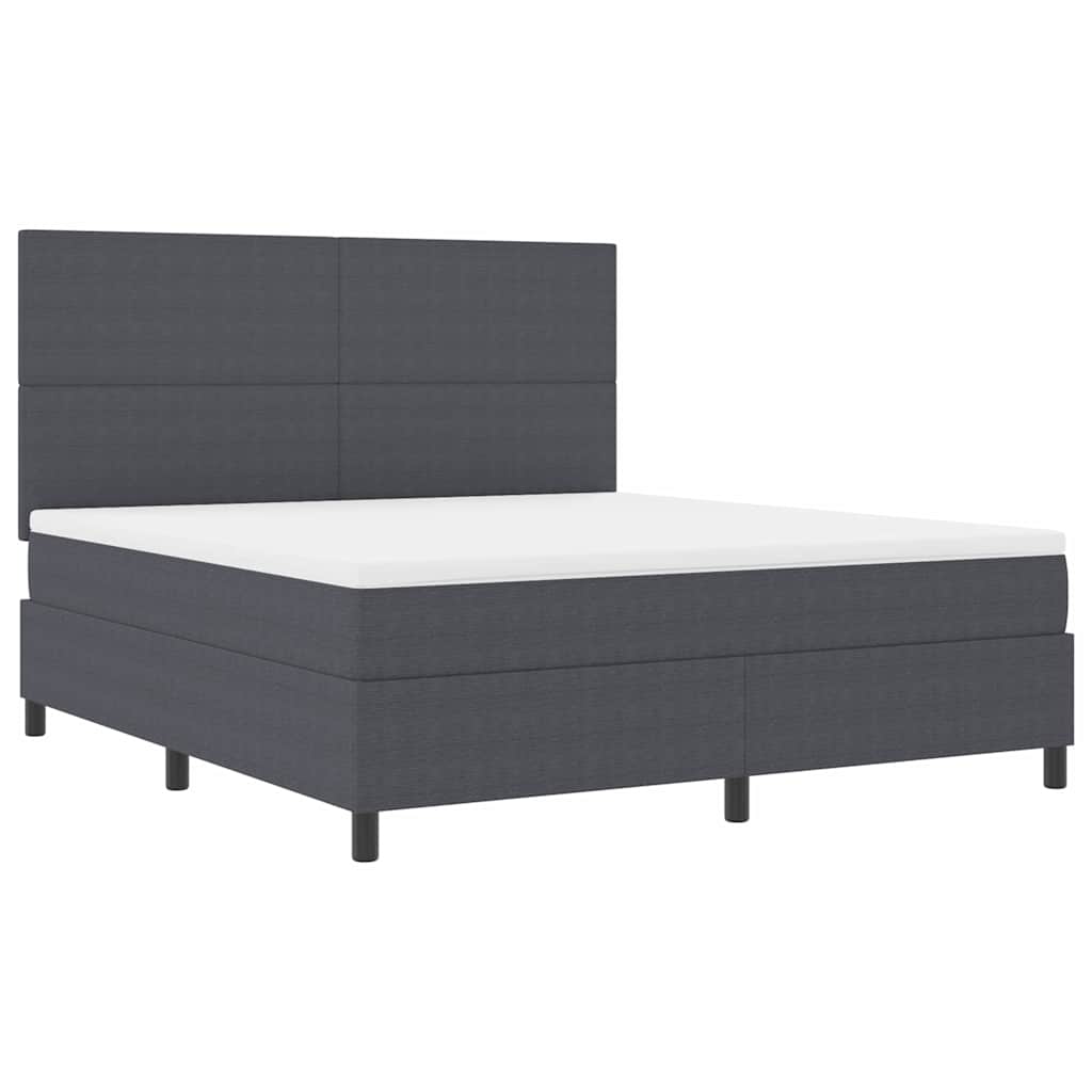 Boxspringbed Donkergrijs en Wit 180 x 200 cm Katoen Stof – afbeelding 2