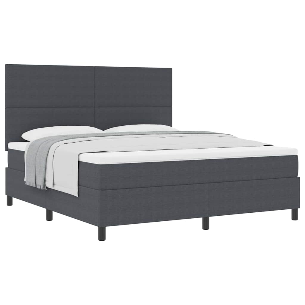 Boxspringbed Donkergrijs en Wit 180 x 200 cm Katoen Stof – afbeelding 3