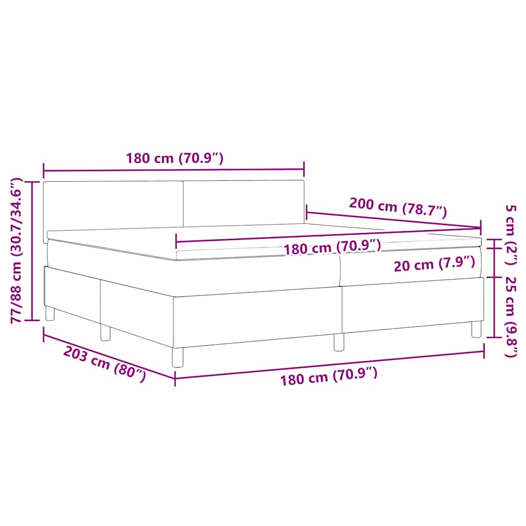 LED Box Spring Bed Lichtgrijs en wit. 180 x 200 cm Katoen Stof – afbeelding 12