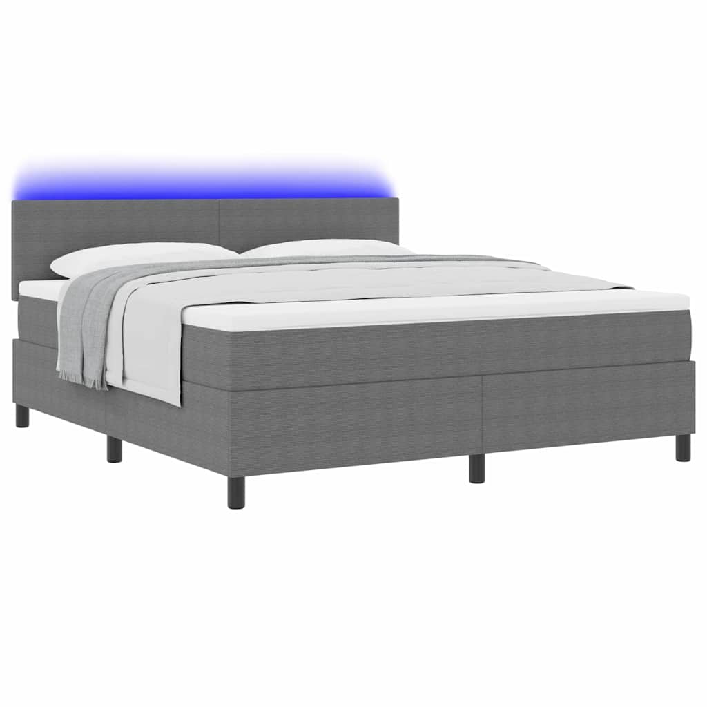 LED Box Spring Bed Lichtgrijs en wit. 180 x 200 cm Katoen Stof – afbeelding 3