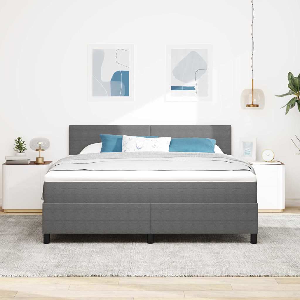 LED Box Spring Bed Lichtgrijs en wit. 180 x 200 cm Katoen Stof – afbeelding 4