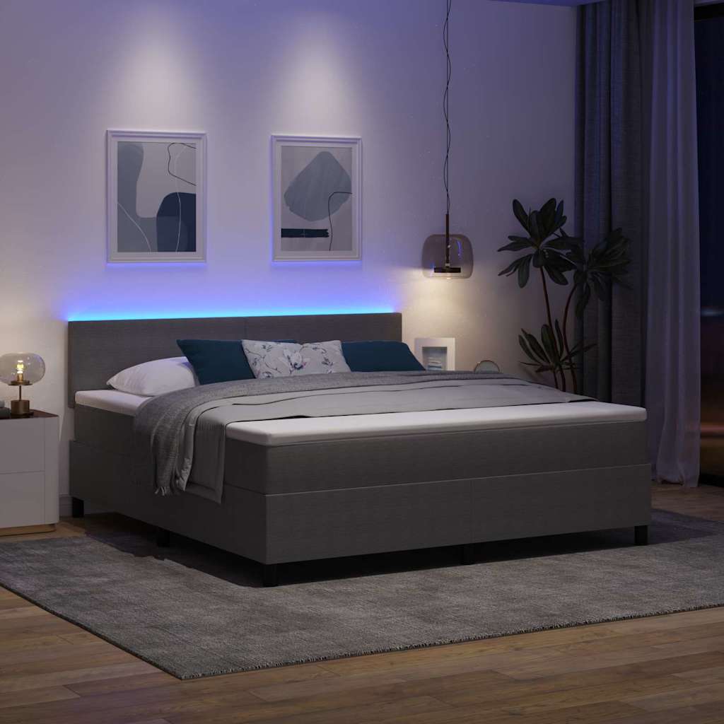 LED Box Spring Bed Lichtgrijs en wit. 180 x 200 cm Katoen Stof – afbeelding 5