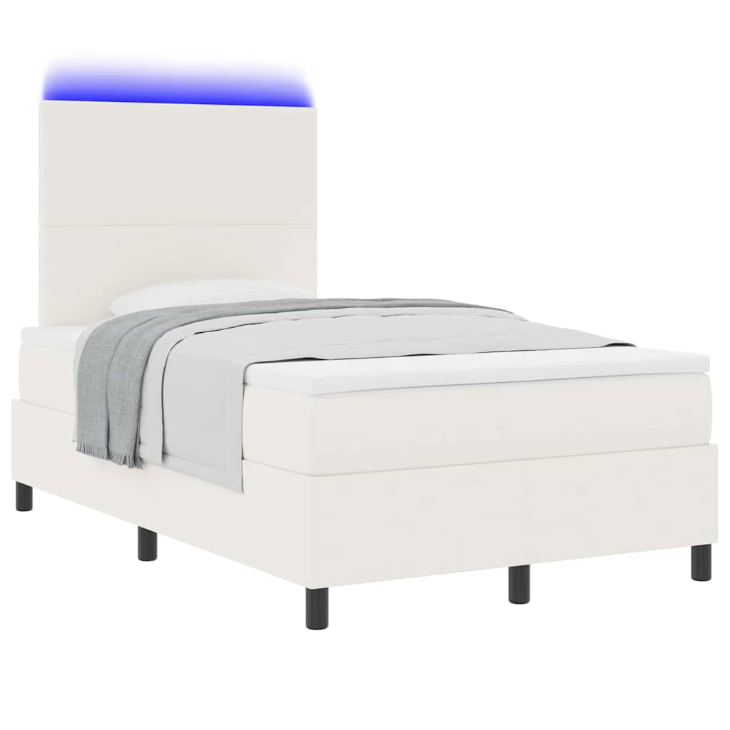 LED Box Spring Bed Crème en Wit 120 x 190 cm Katoen Stof – afbeelding 3