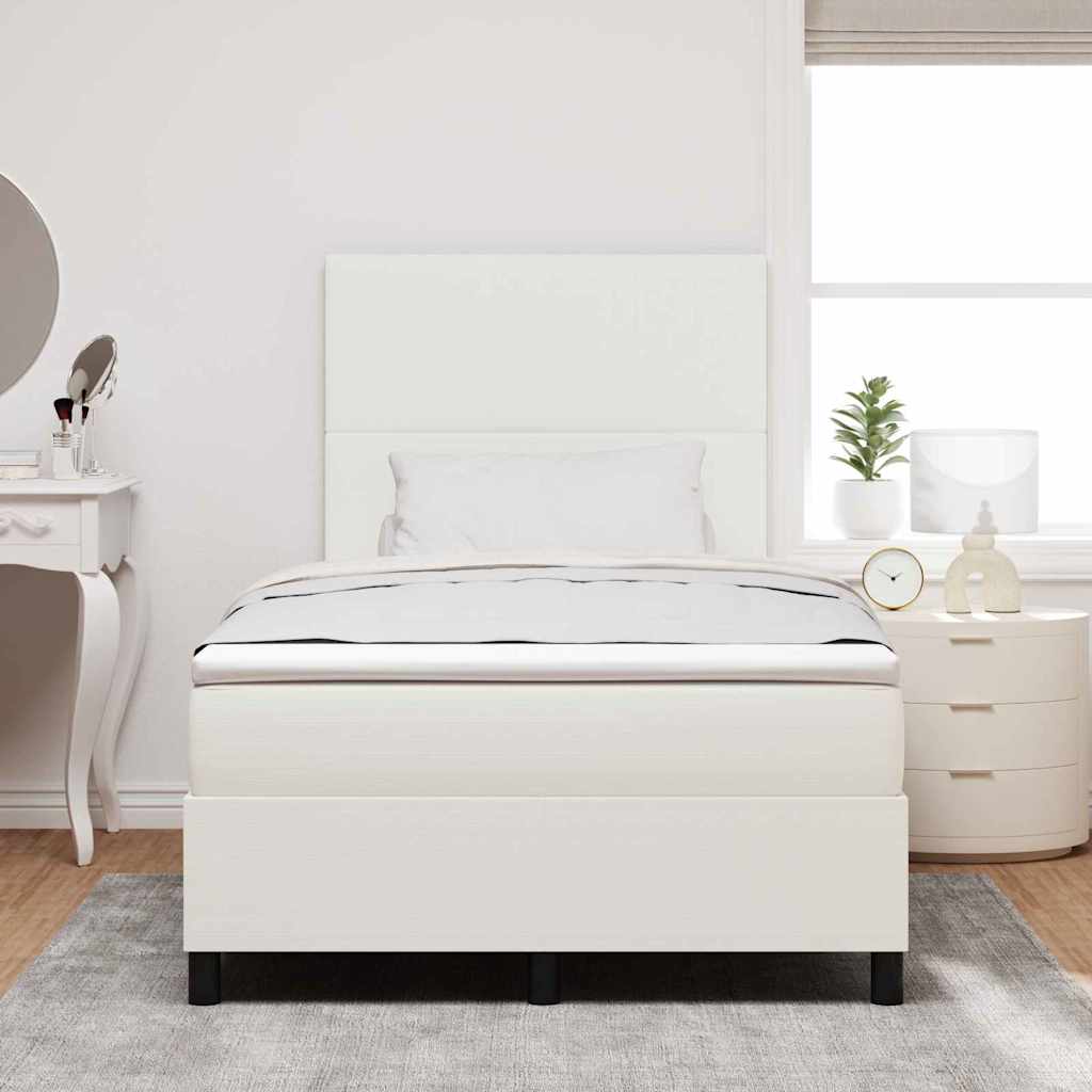 LED Box Spring Bed Crème en Wit 120 x 190 cm Katoen Stof – afbeelding 4
