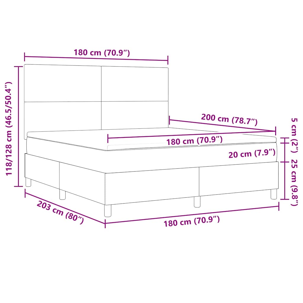 LED Box Spring Bed Lichtgrijs en wit. 180 x 200 cm Katoen Stof – afbeelding 12