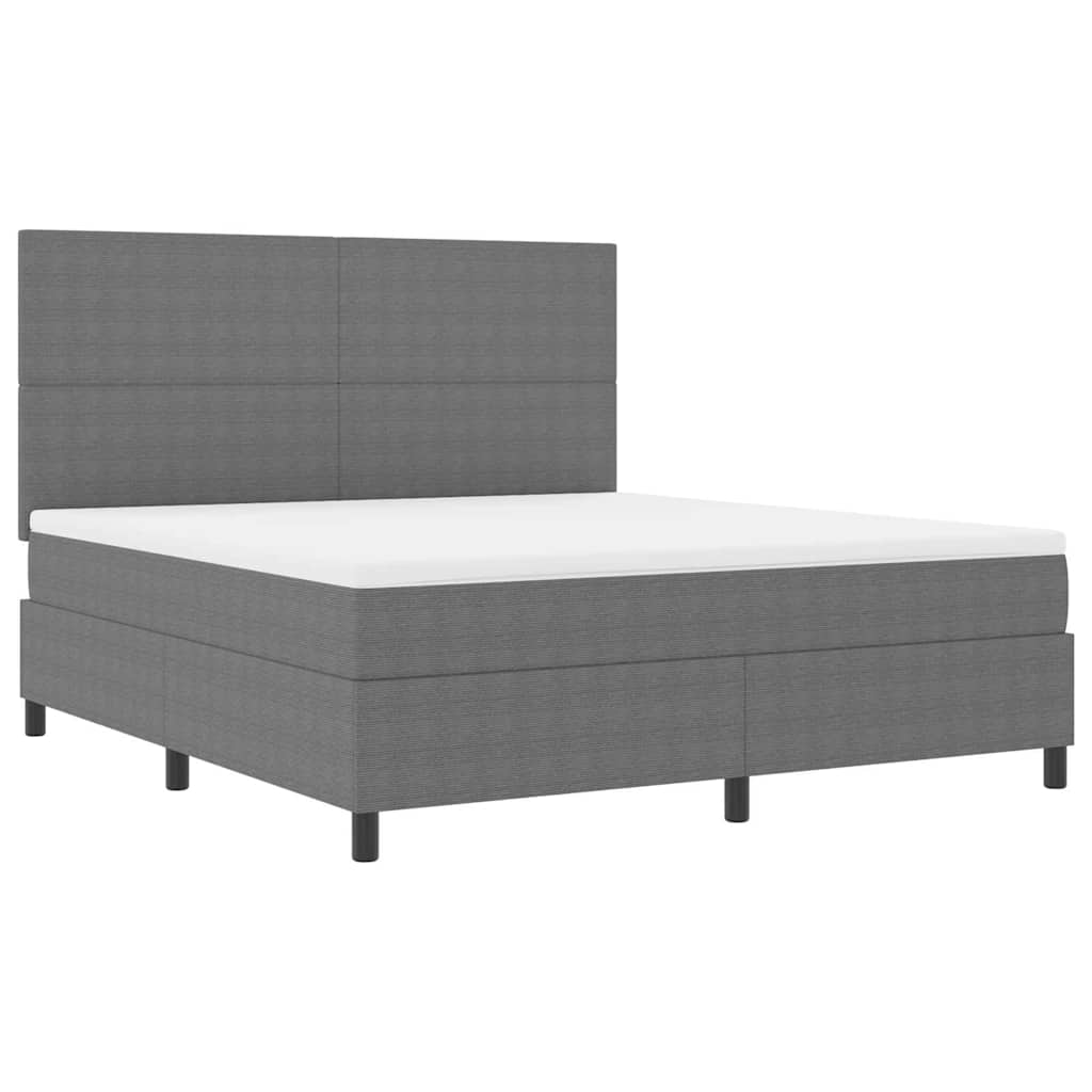 LED Box Spring Bed Lichtgrijs en wit. 180 x 200 cm Katoen Stof – afbeelding 2