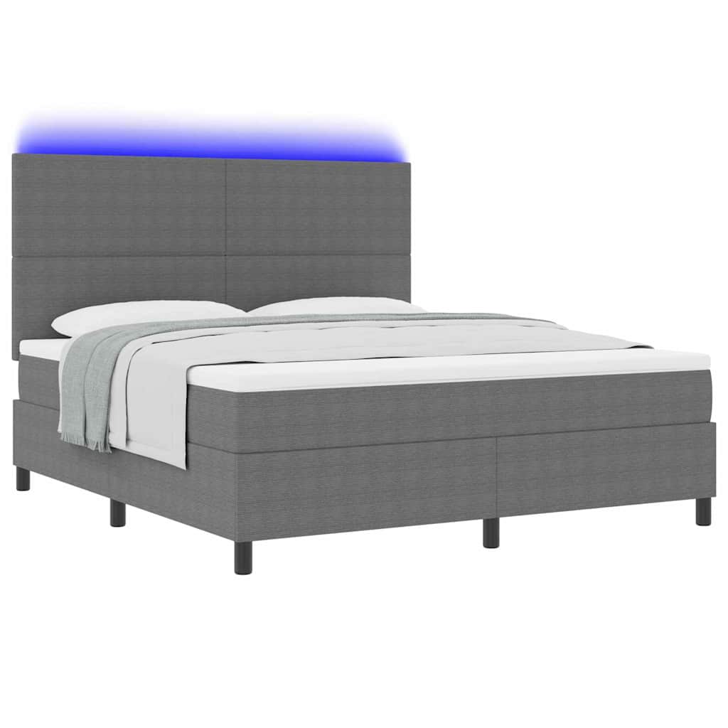 LED Box Spring Bed Lichtgrijs en wit. 180 x 200 cm Katoen Stof – afbeelding 3