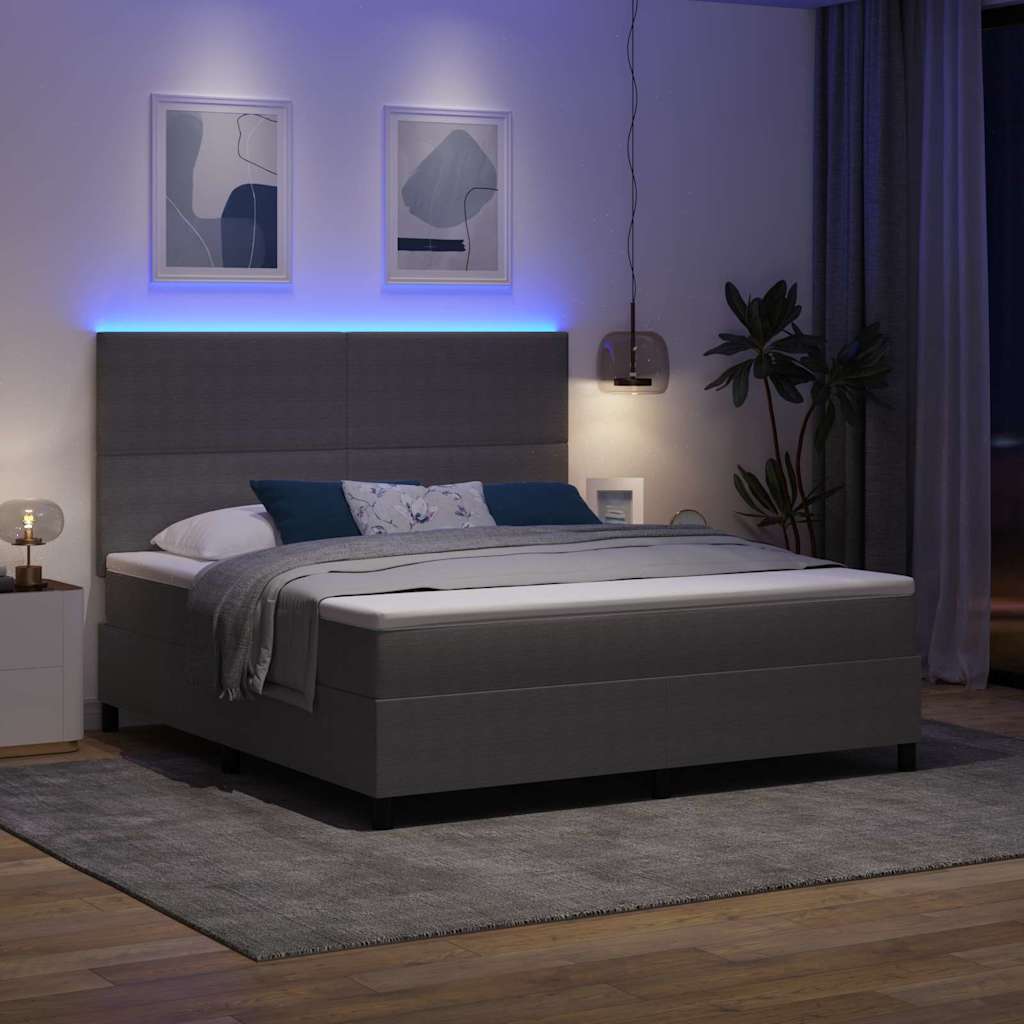 LED Box Spring Bed Lichtgrijs en wit. 180 x 200 cm Katoen Stof – afbeelding 5