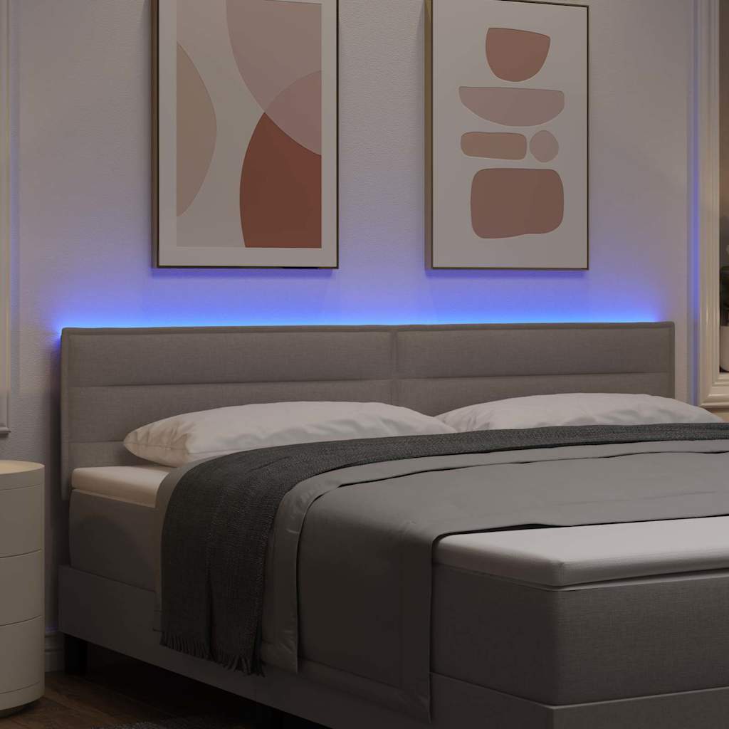 LED Hoofdbord met LED-stripverlichting Taupe 180 cm Stof – afbeelding 4