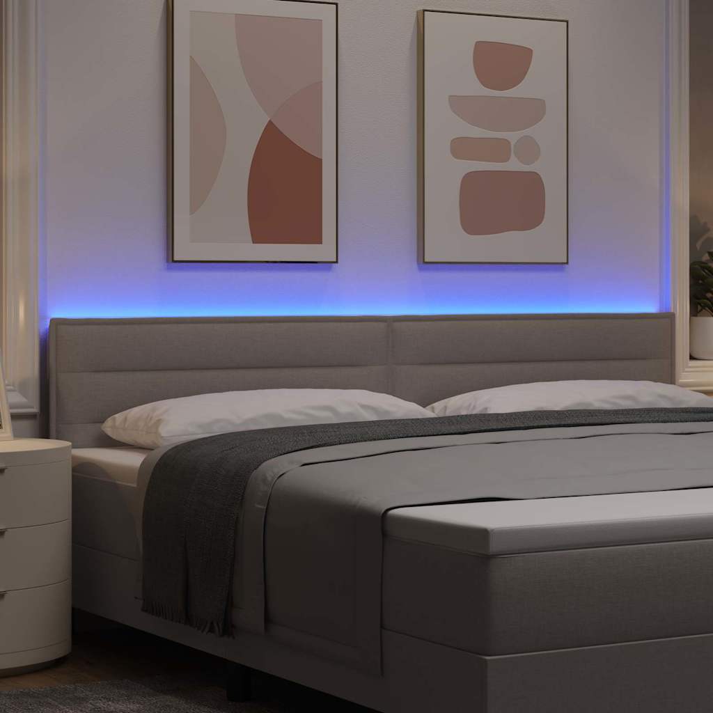 LED Hoofdbord met LED-stripverlichting Taupe 200 cm Stof – afbeelding 4