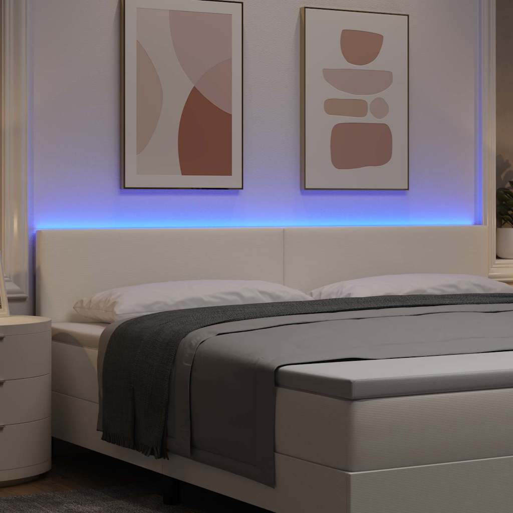 LED Hoofdbord met LED-stripverlichting Crème 200 cm Katoen Stof – afbeelding 4