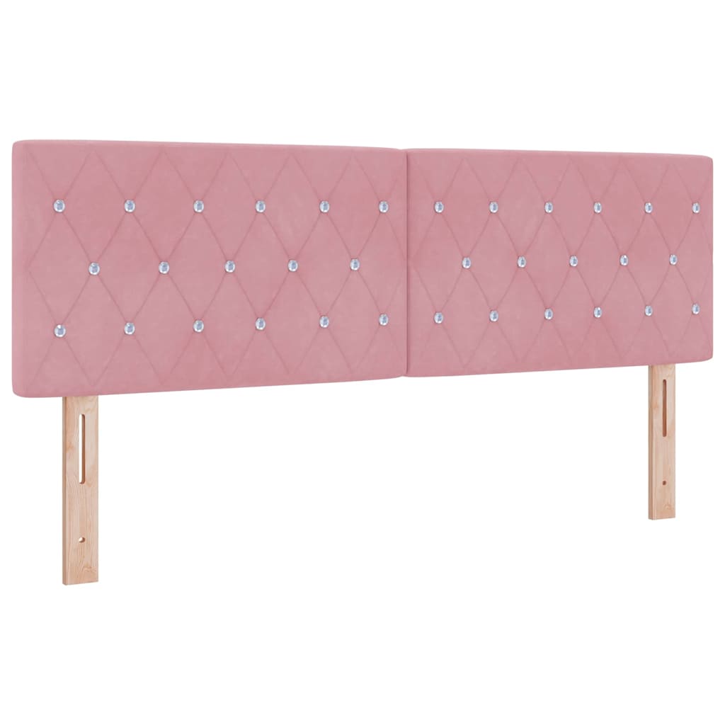 LED Hoofdbord met LED-stripverlichting Roze 160 cm Fluweel – afbeelding 2
