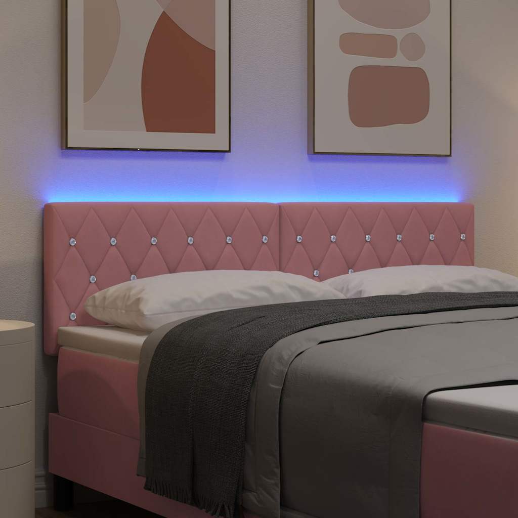 LED Hoofdbord met LED-stripverlichting Roze 160 cm Fluweel – afbeelding 4