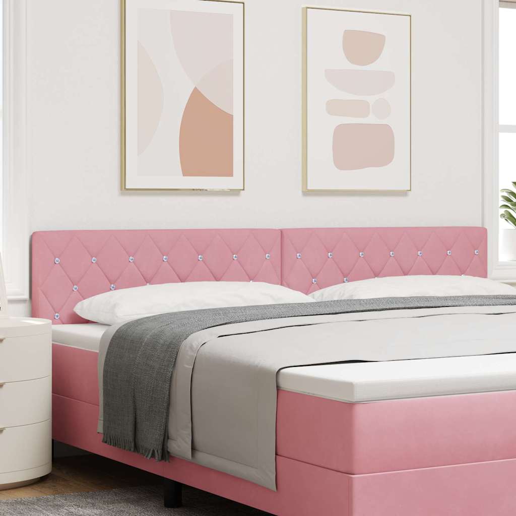 LED Hoofdbord met LED-stripverlichting Roze 200 cm Fluweel – afbeelding 1