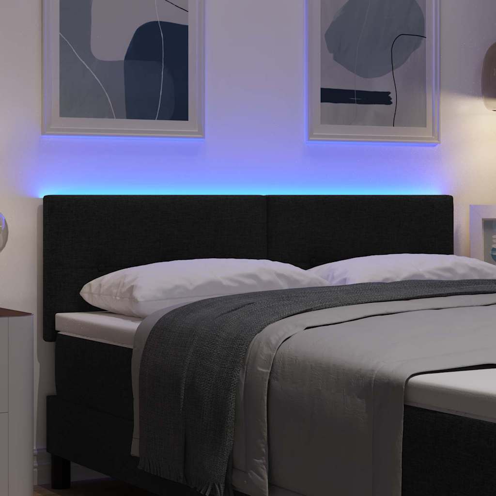 LED Hoofdbord met LED-stripverlichting Zwart 144 cm Stof – afbeelding 4