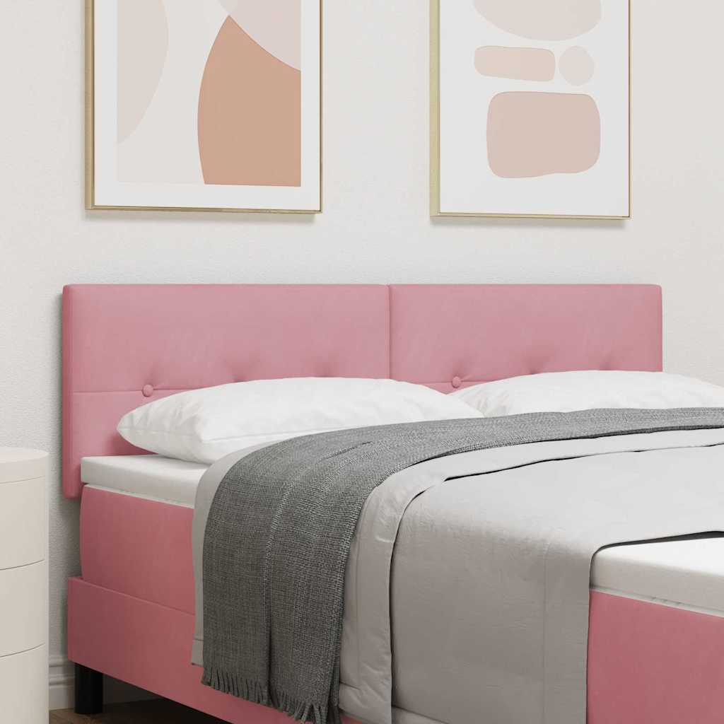 LED Hoofdbord met LED-stripverlichting Roze 144 cm Fluweel – afbeelding 1
