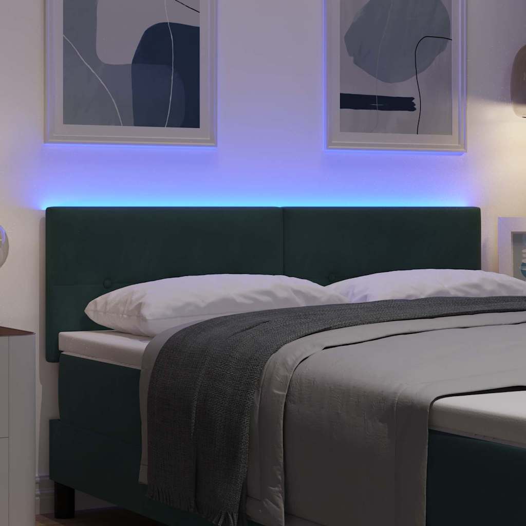 LED Hoofdbord met LED-stripverlichting Groen 160 cm Fluweel – afbeelding 4