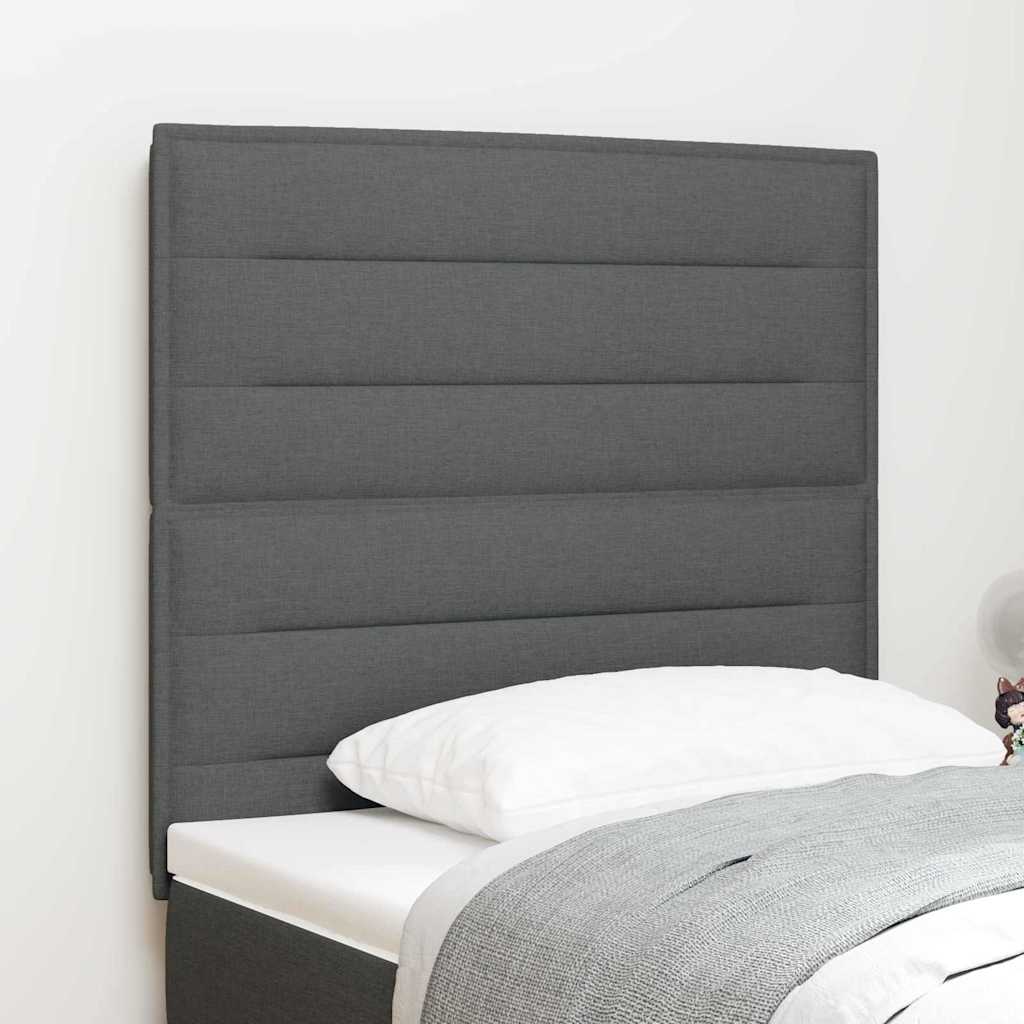 LED Hoofdbord met LED-stripverlichting Donkergrijs 100 cm Stof – afbeelding 1