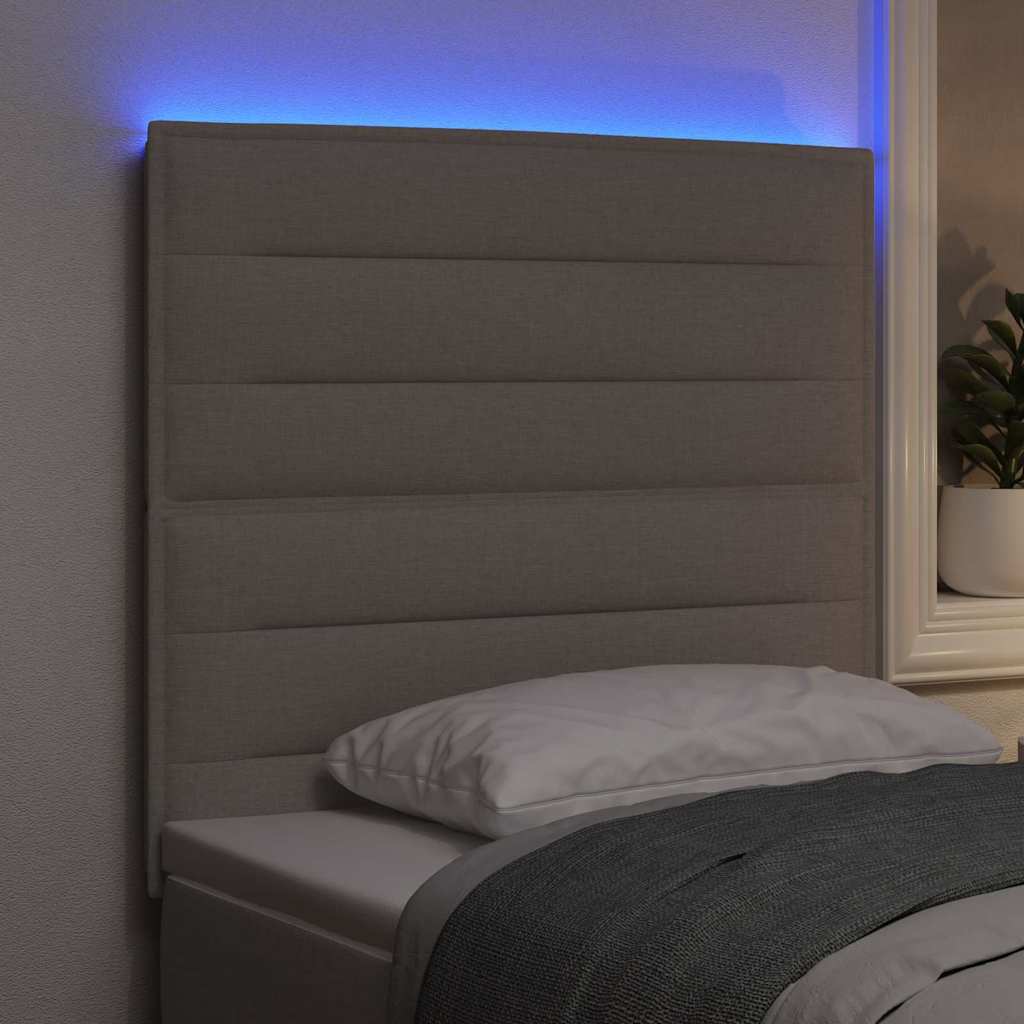 LED Hoofdbord met LED-stripverlichting Taupe 100 cm Stof – afbeelding 4