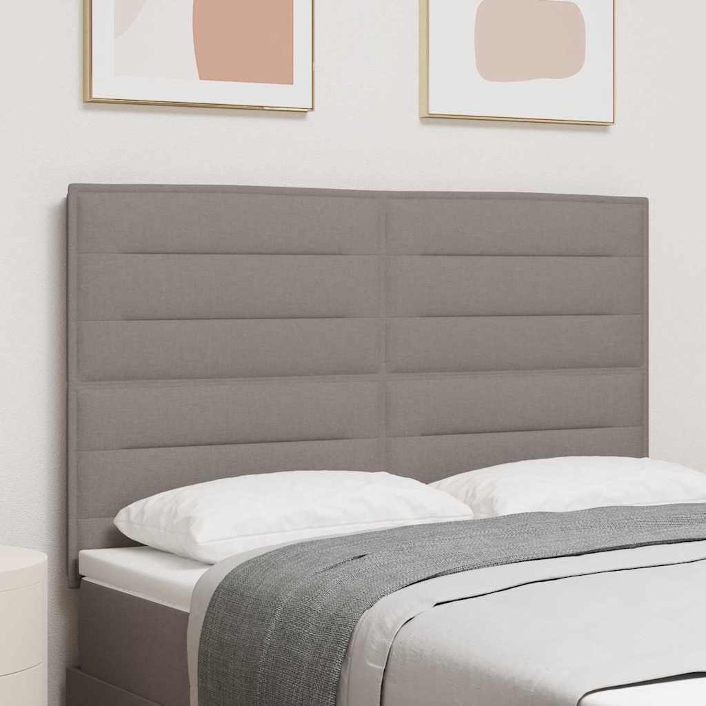 LED Hoofdbord met LED-stripverlichting Taupe 144 cm Stof – afbeelding 1