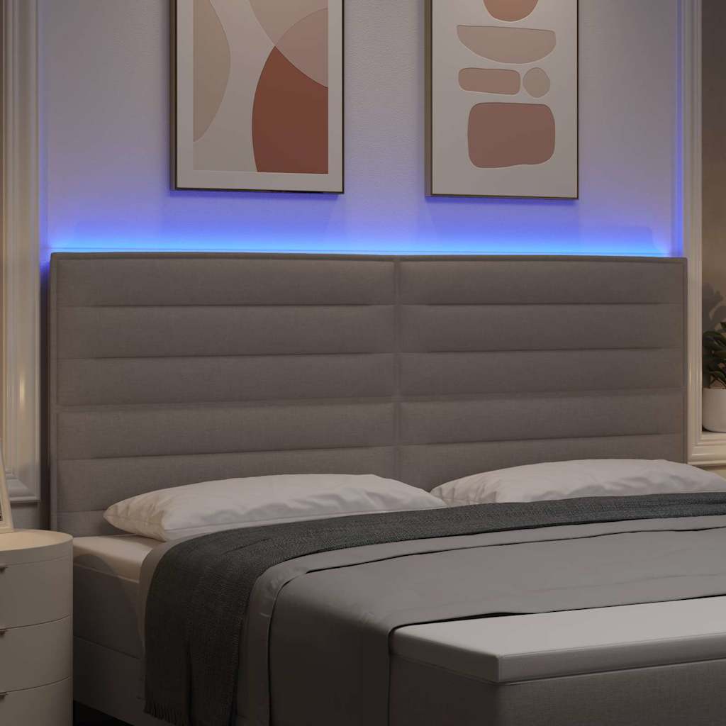 LED Hoofdbord met LED-stripverlichting Taupe 200 cm Stof – afbeelding 4