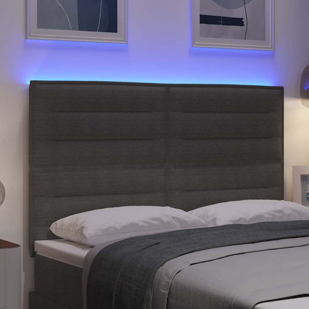 LED Hoofdbord met hoofdeinde Lichtgrijs 144 cm Katoen Stof – afbeelding 4