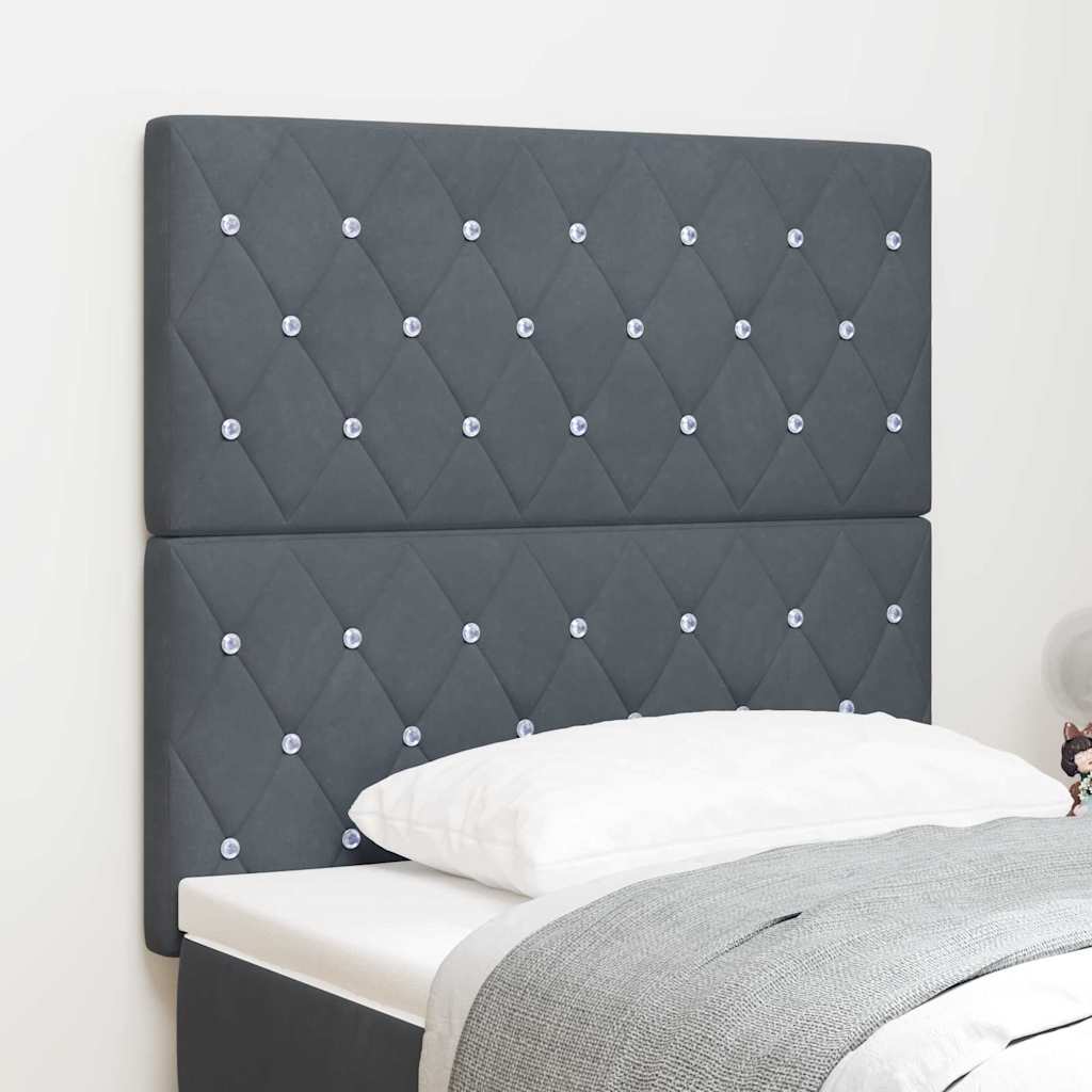 LED Hoofdbord met hoofdeinde Donkergrijs 90 cm Fluweel – afbeelding 1