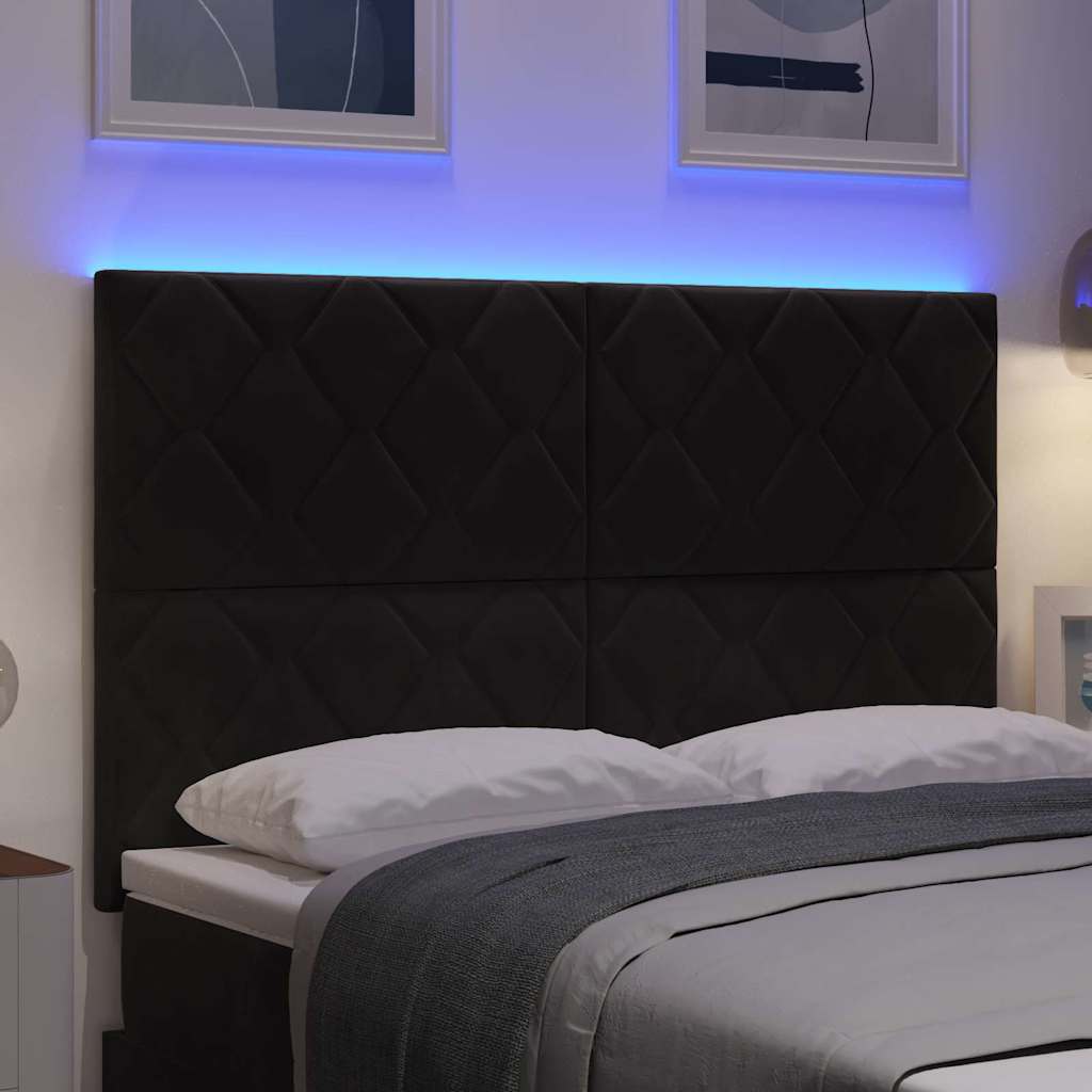 LED Hoofdbord Zwart 144 cm Fluweel – afbeelding 4