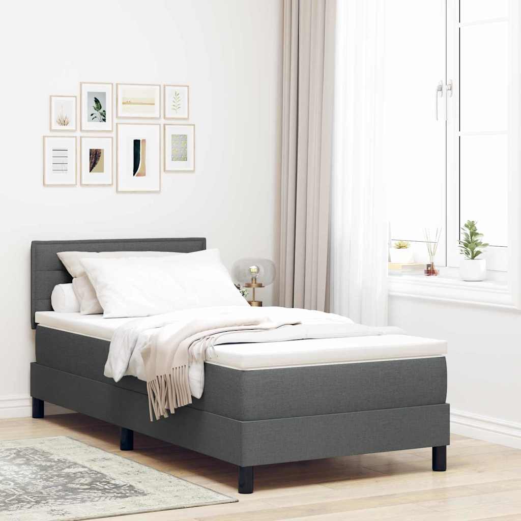 Boxspringbed met hoofdeinde Donkergrijs 80 x 200 cm Stof – afbeelding 1