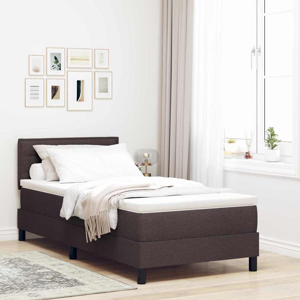 Boxspringbed met hoofdeinde Donkerbruin 80 x 200 cm Stof – afbeelding 1