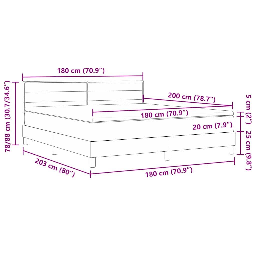 Boxspringbed met hoofdeinde Taupe 180 x 200 cm Stof – afbeelding 12