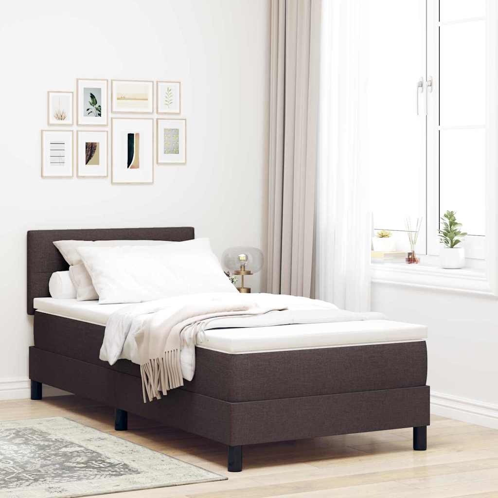 Boxspringbed met kussen Donkerbruin 90 x 190 cm Stof – afbeelding 1
