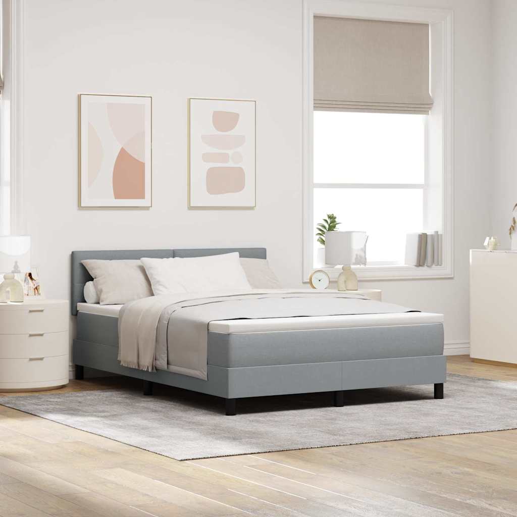 Boxspringbed met hoofdeinde Lichtgrijs 140 x 190 cm Stof – afbeelding 1