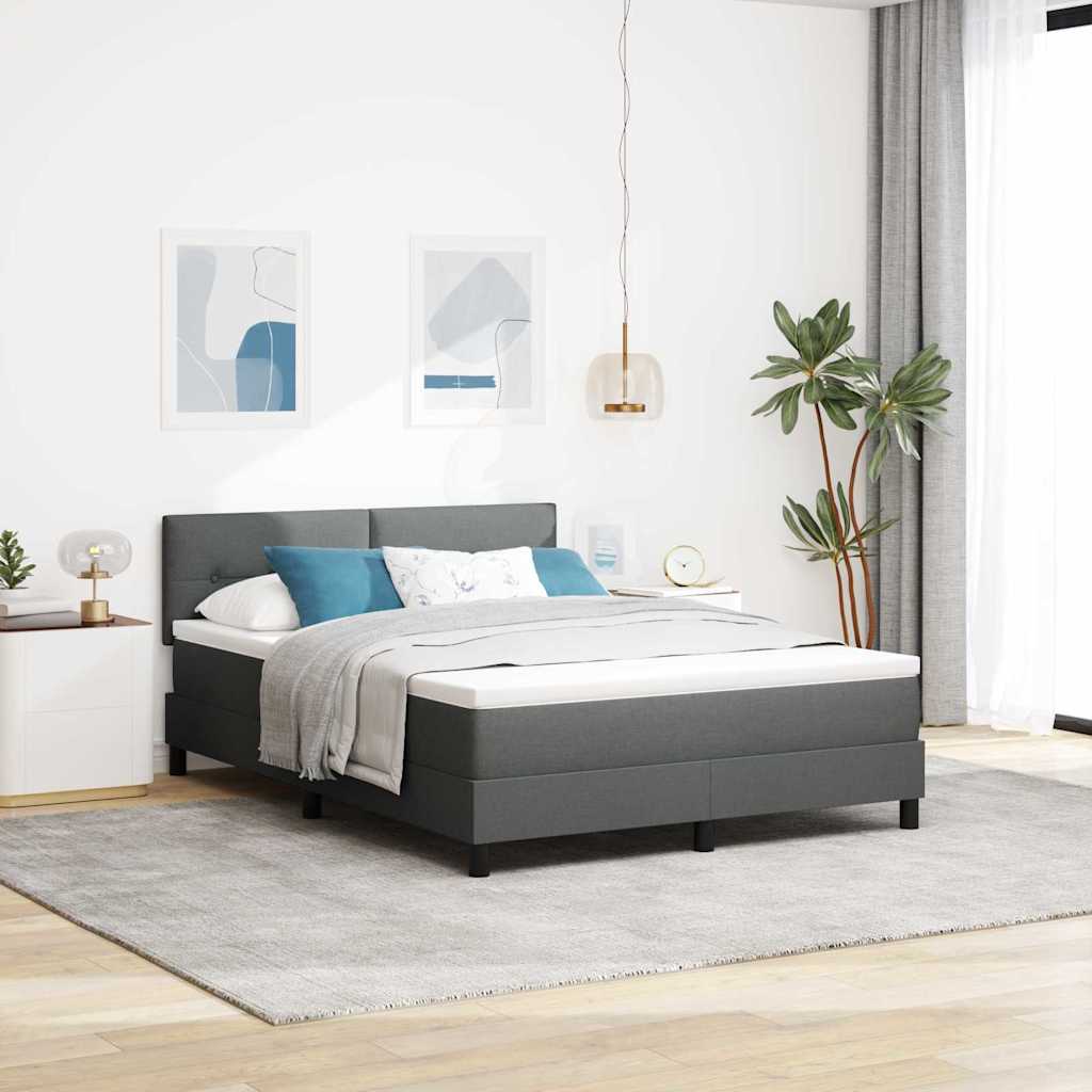 Boxspringbed met hoofdeinde Donkergrijs 140 x 190 cm Stof – afbeelding 1
