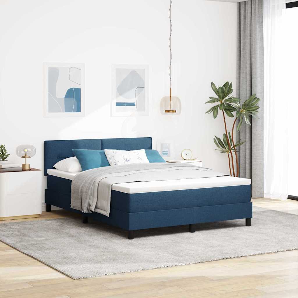 Boxspringbed met hoofdeinde Blauw 160 x 200 cm Stof – afbeelding 1