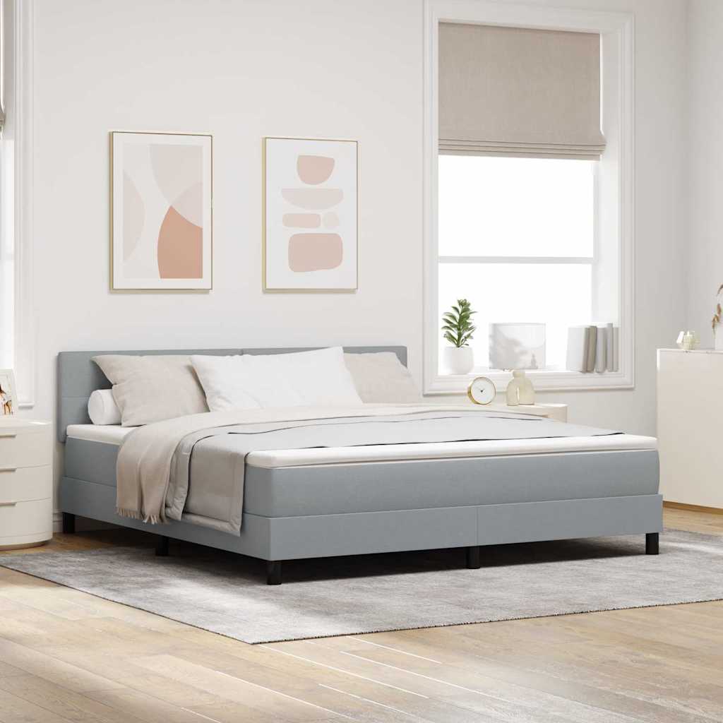 Boxspringbed met hoofdeinde Lichtgrijs 180 x 200 cm Stof – afbeelding 1
